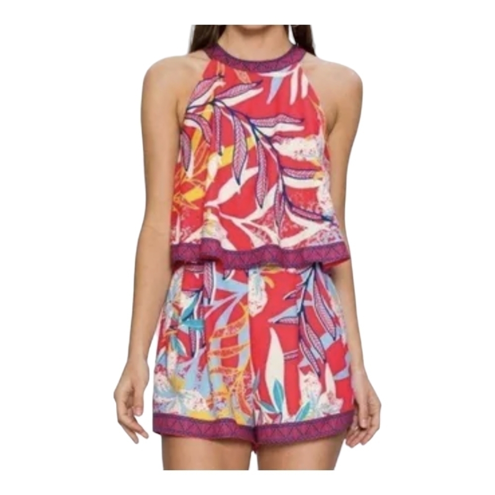 Flying Tomato floral romper one piece halter shorts